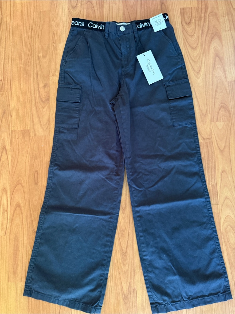 Calvin Klein Navy Wide-Leg Cargo Trousers